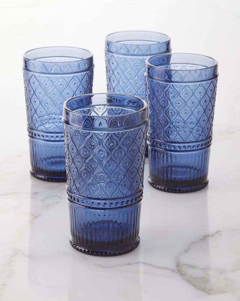 Godinger Blue Claro Highball Glasses, Set of 4