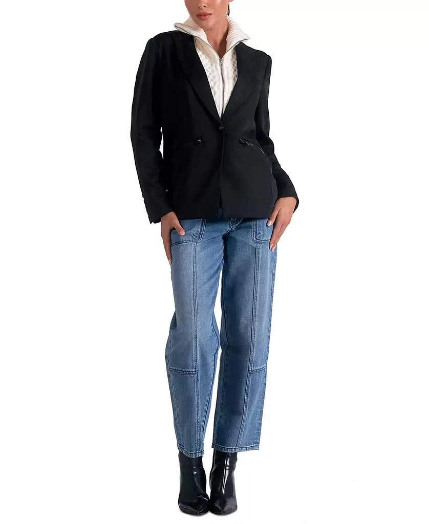 Elan Women's Long-Sleeve Peak-Lapel Blazer Sweater 5