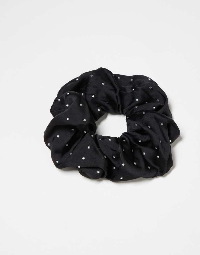 Kitsch Kitsch Fabric Rhinestone Scrunchie 1 Pack - Black