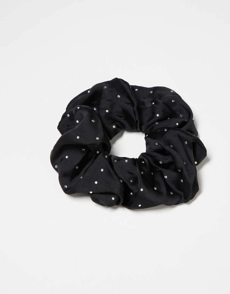 Kitsch Kitsch Fabric Rhinestone Scrunchie 1 Pack - Black 1
