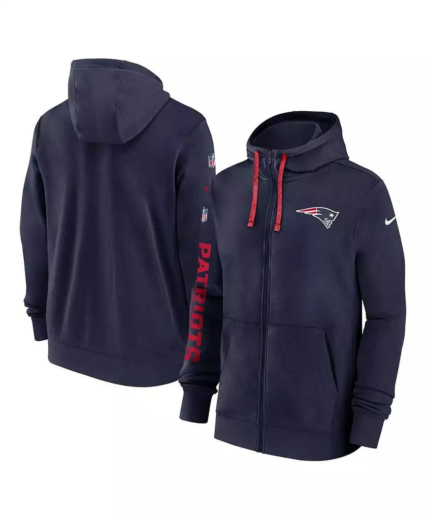NIKE Men's Navy New England Patriots 2024 Sideline Club Full-Zip Hoodie