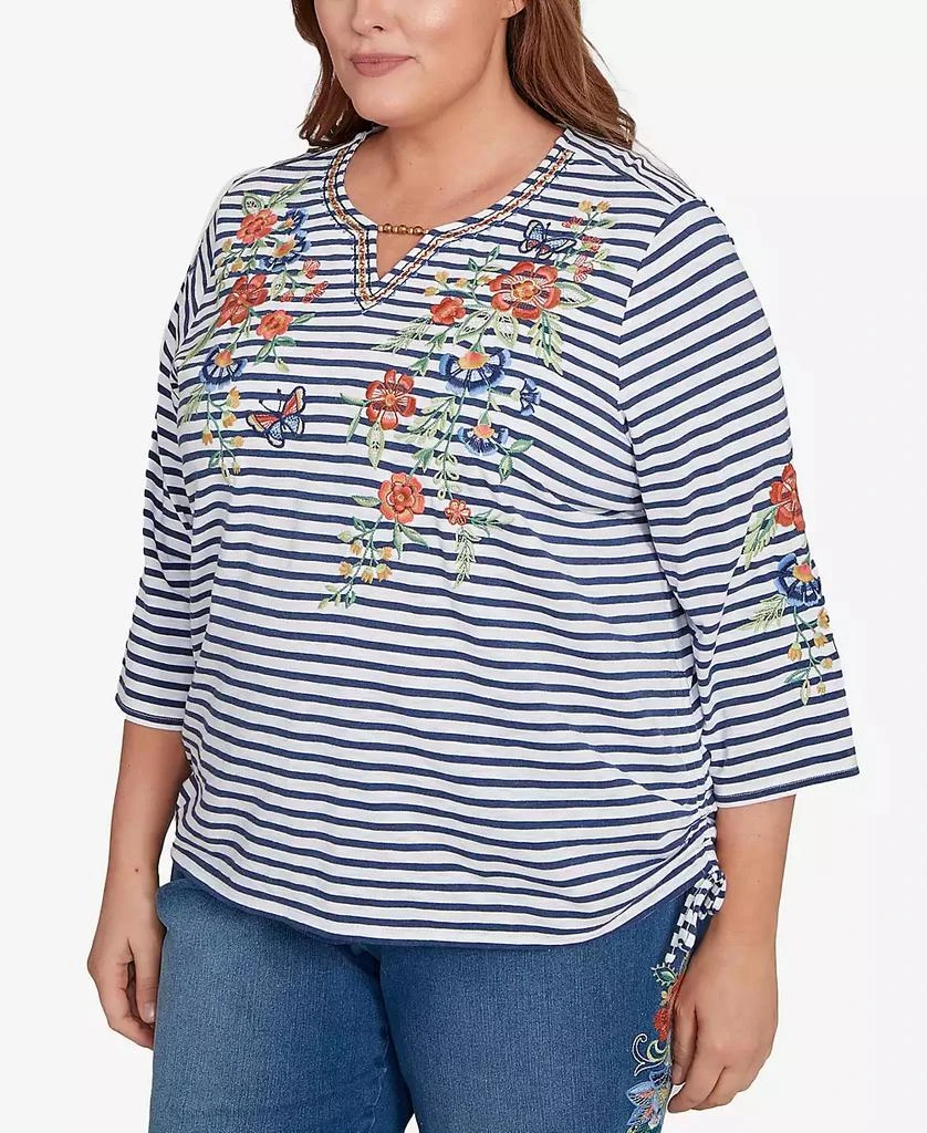 Alfred Dunner Plus Size Floral Stripe Top 3