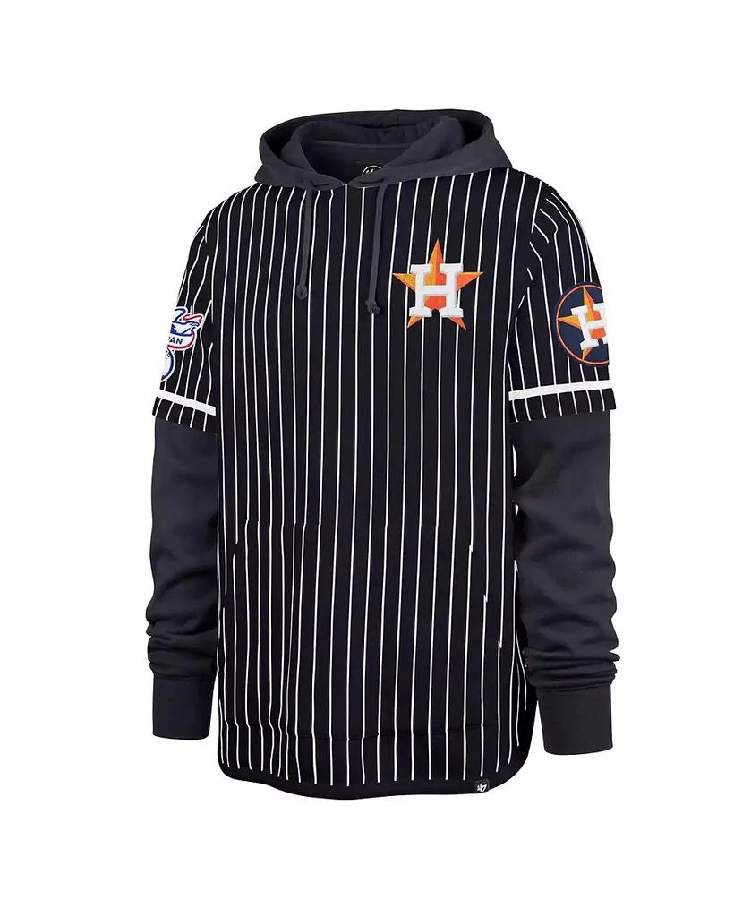 47 Brand Men's Navy Houston Astros Pinstripe Double Header Pullover Hoodie 2