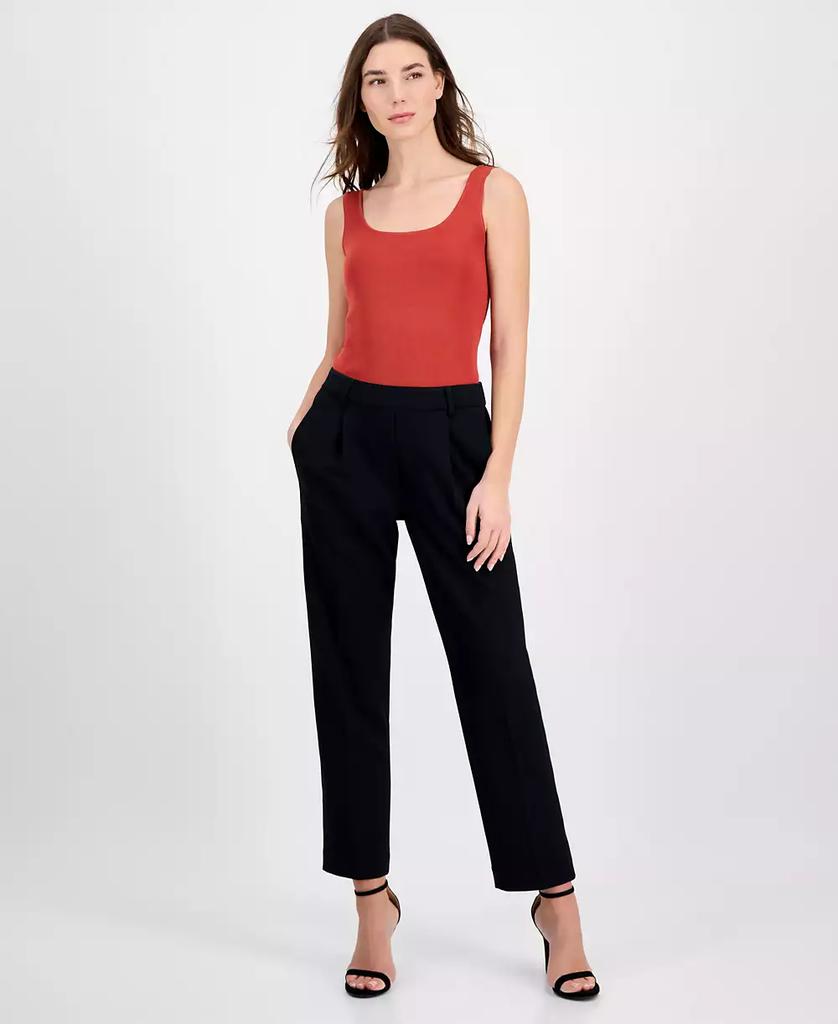Tahari Women's Solid-Color Twill Crepe Straight-Leg Pants