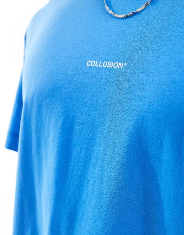 COLLUSION COLLUSION central logo t-shirt in blue 4