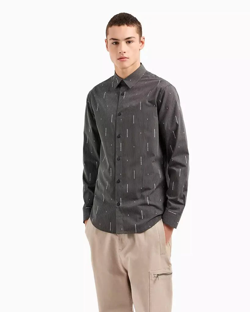 Armani Exchange Slim Fit Vertical Logo Jacquard Long Sleeve Woven Shirt, Mens, L, Peat Armani Exchange Slim Fit Vertical Logo Jacquard Long Sleeve Woven Shirt, Mens, L, Peat