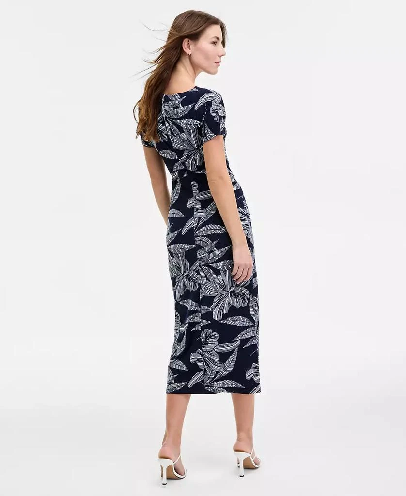 Robbie Bee Women's Printed Round-Neck Faux-Wrap Dress 5