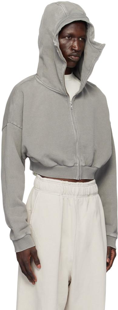 Shop Gray Cropped Full Zip Hoodie on Sale at BeyondStyle