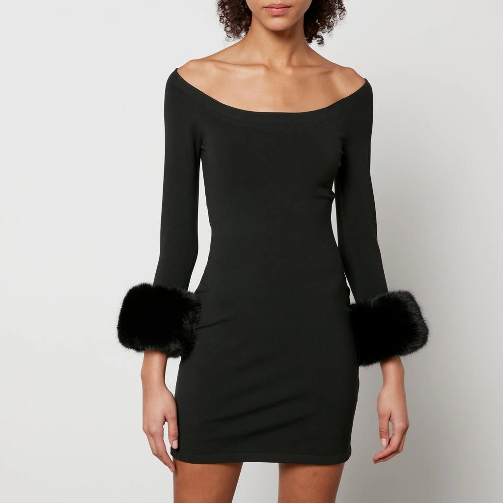 Alexander Wang Faux Fur Trimmed Jersey Off-Shoulder Mini Dress 1
