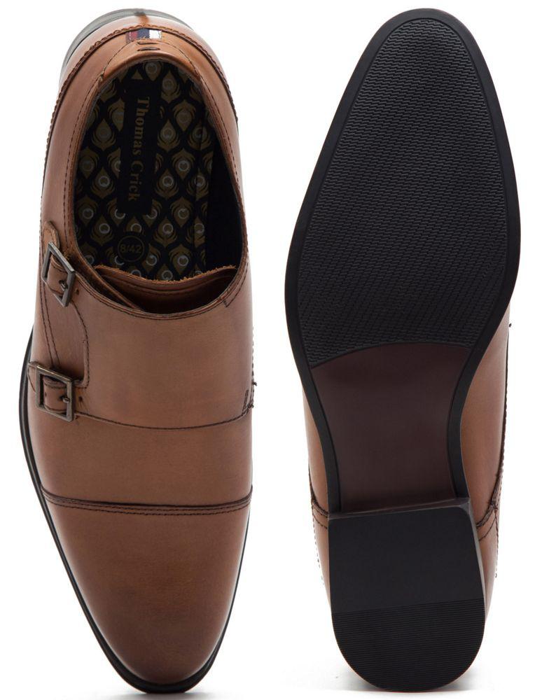 Thomas Crick THOMAS CRICK BOYCIE double monk strap formal leather shoes in tan