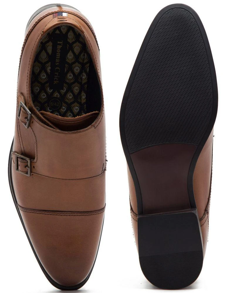 Thomas Crick THOMAS CRICK BOYCIE double monk strap formal leather shoes in tan 2