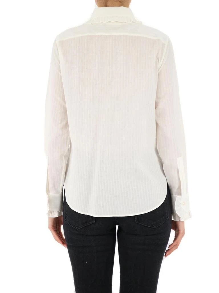 Yves Saint Laurent Saint Laurent Striped Ruffled Bib Shirt 5