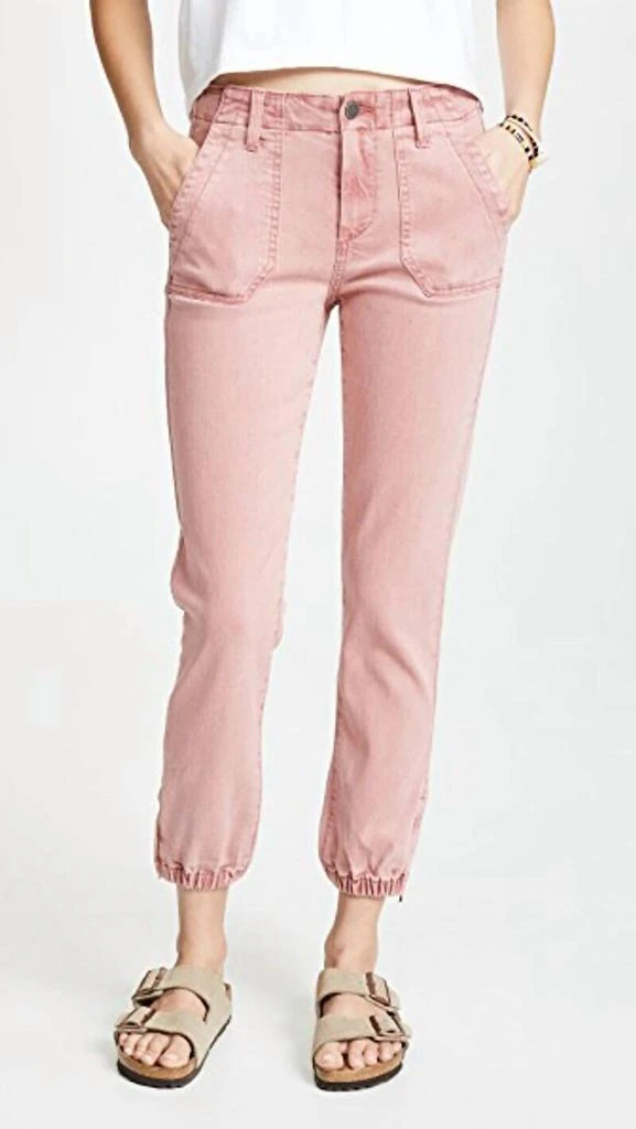 Paige Mayslie Ankle Zip Pull On High Rise Jogger In Pink 1