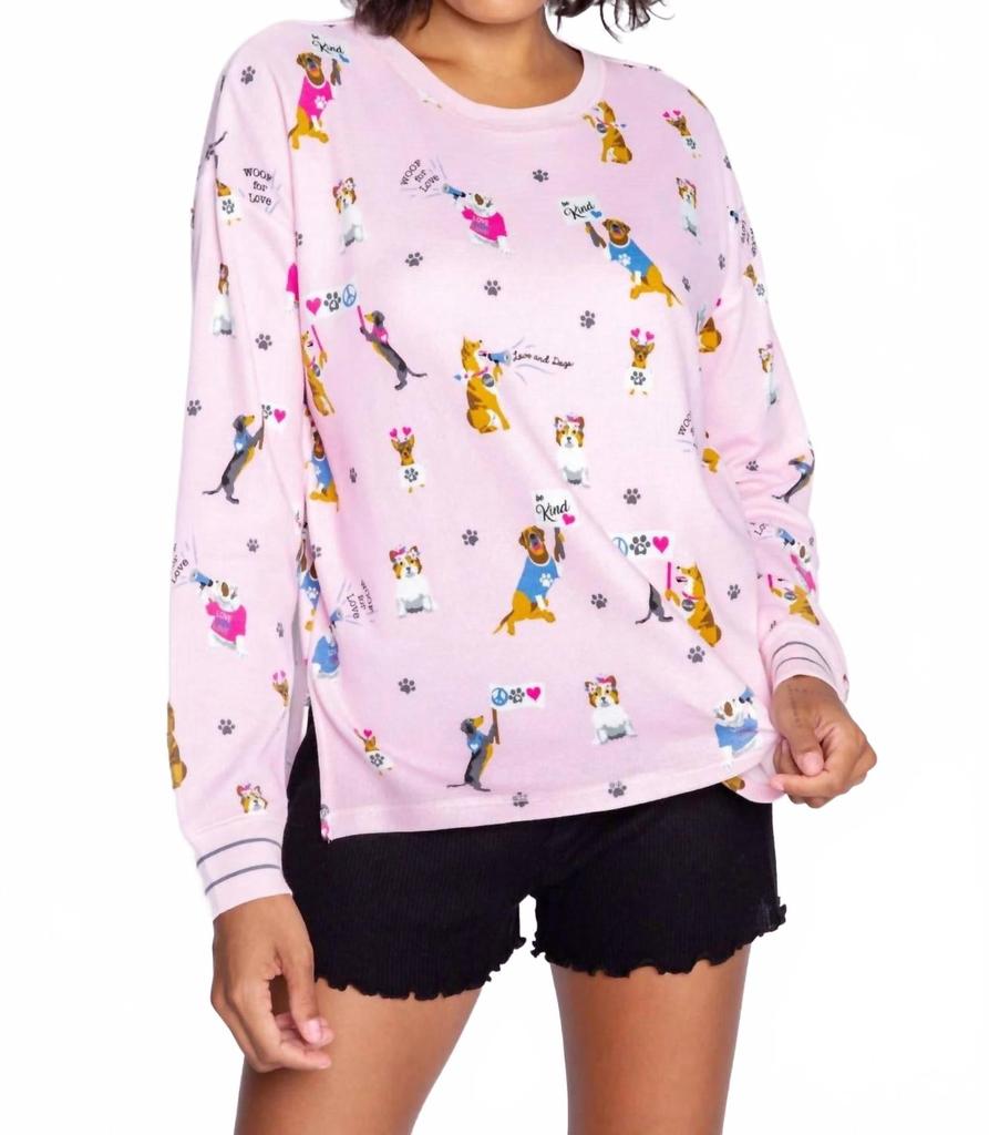 PJ Salvage For Love Long Sleeve Top In Blush Woof