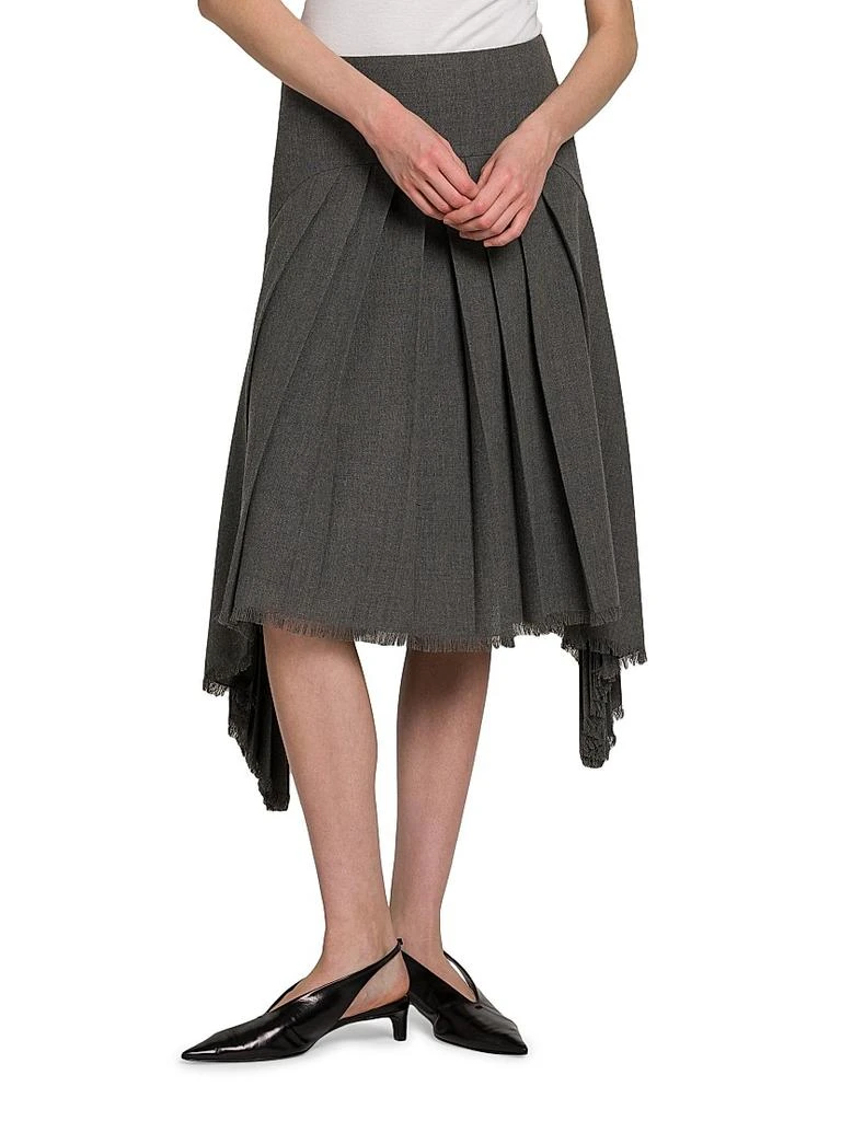 Jil Sander Wool Asymmetric Pleated Midi-Skirt 3