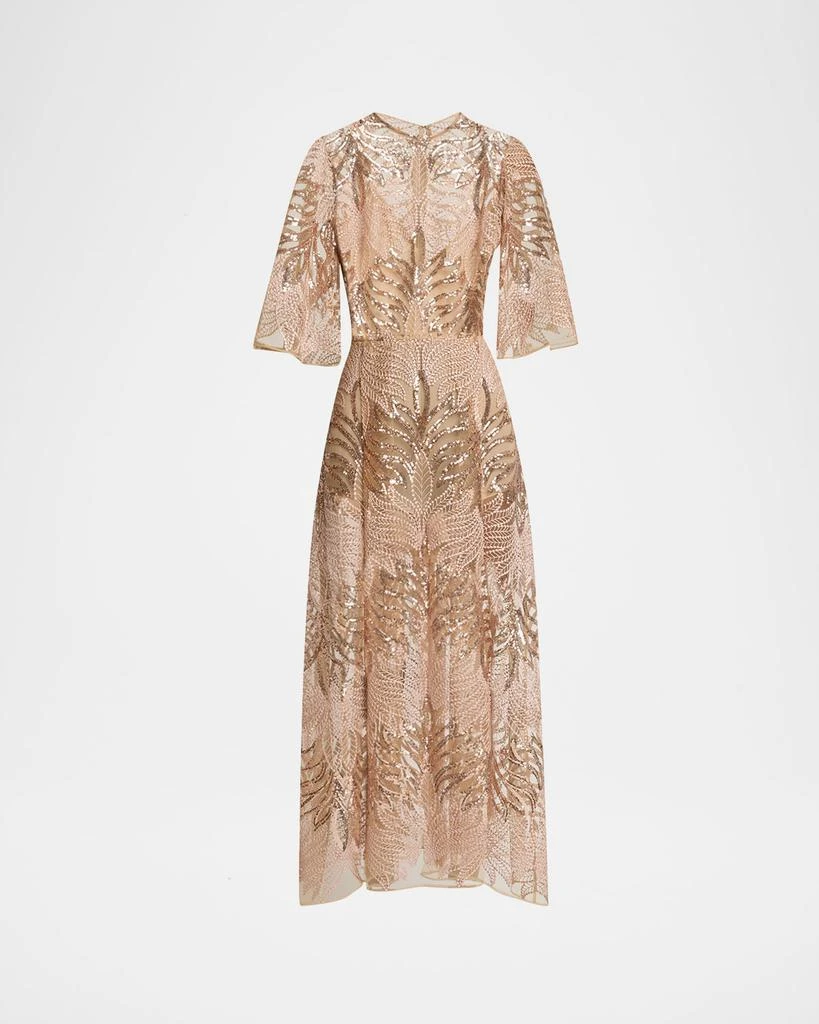 Elie Saab Sequin Embroidered Tulle Midi Dress 1