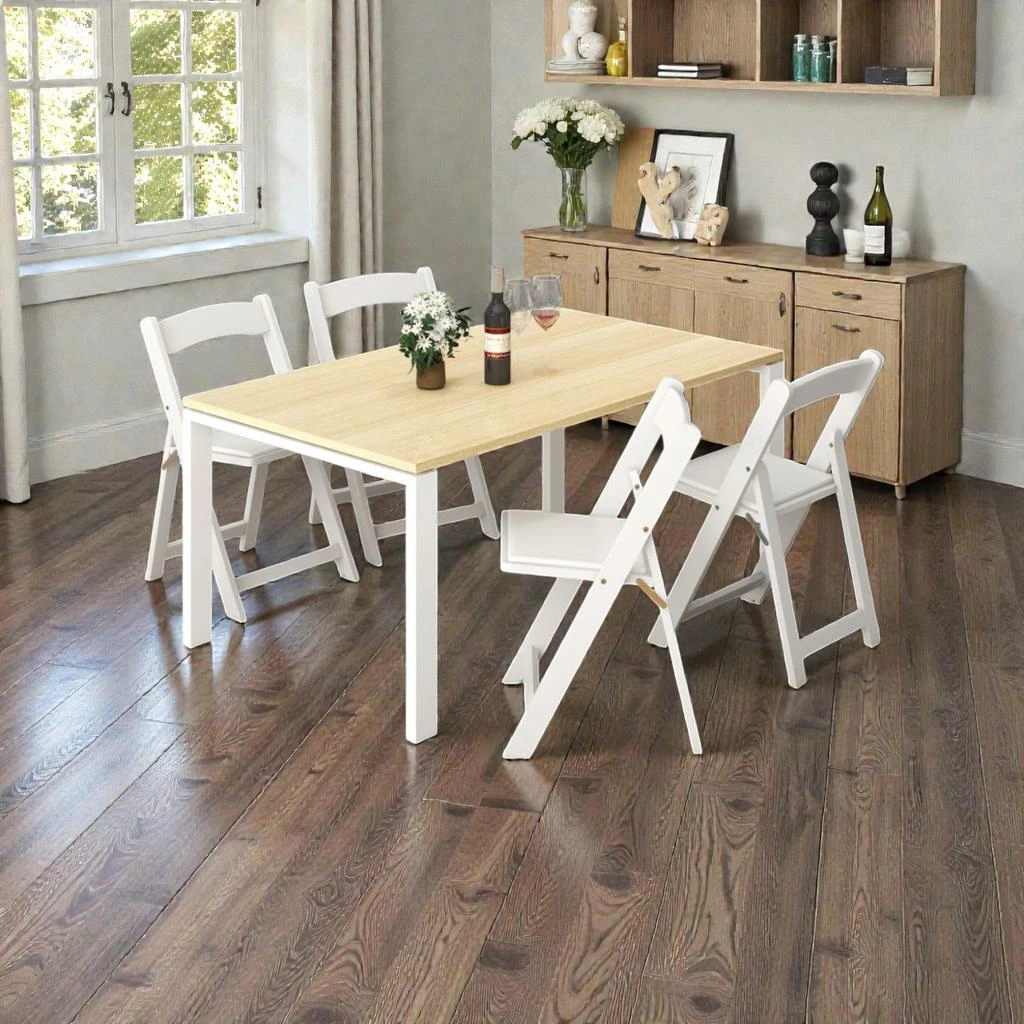 Hivvago 4 Foldable Dining Chairs with Comfortable Cushioned Seats and Sturdy Rubberwood Legs