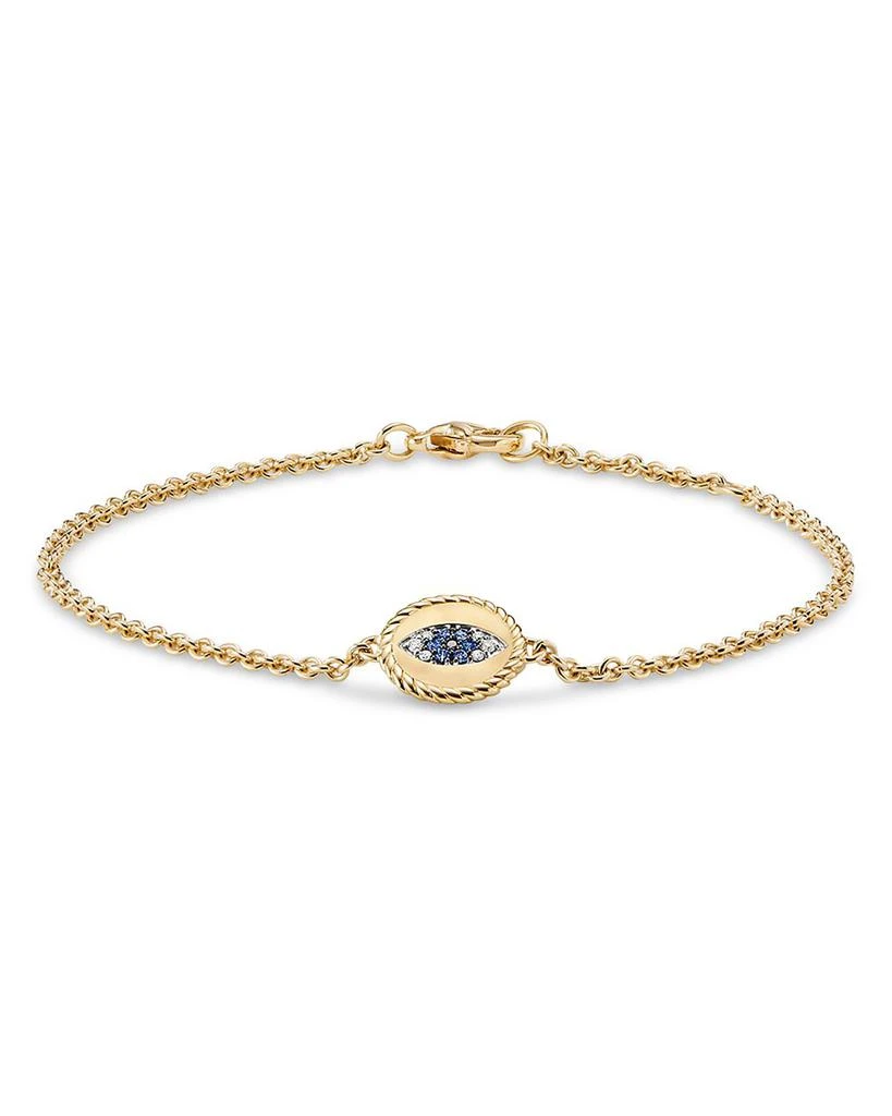 David Yurman Cable Collectibles® Evil Eye Bracelet in 18K Yellow Gold with Pavé Sapphires and Diamonds, 2mm 3