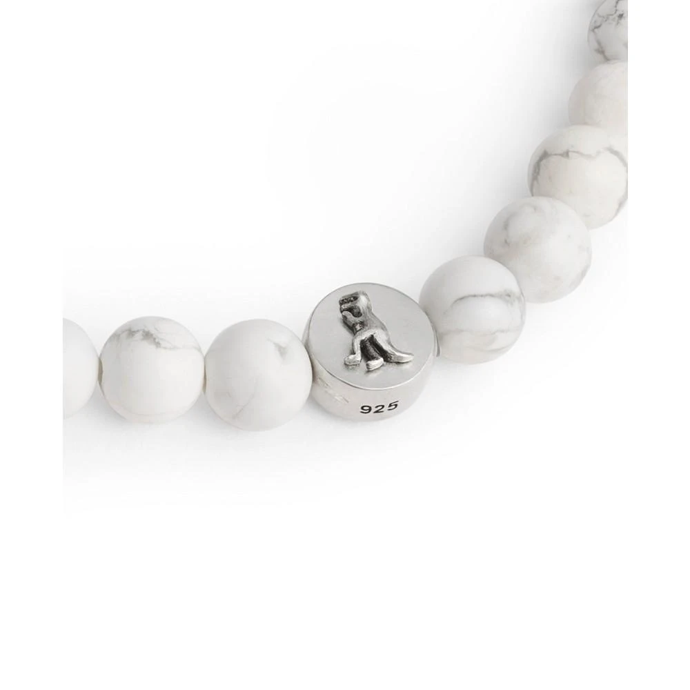 COACH Men's Sterling Silver Signature Howlite Bead Stretch Bracelet 3