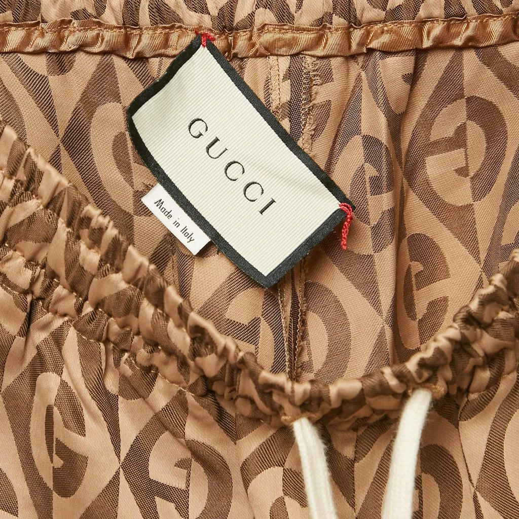 Gucci Gucci Brown Leather Trim Jacquard Track Pants M 5
