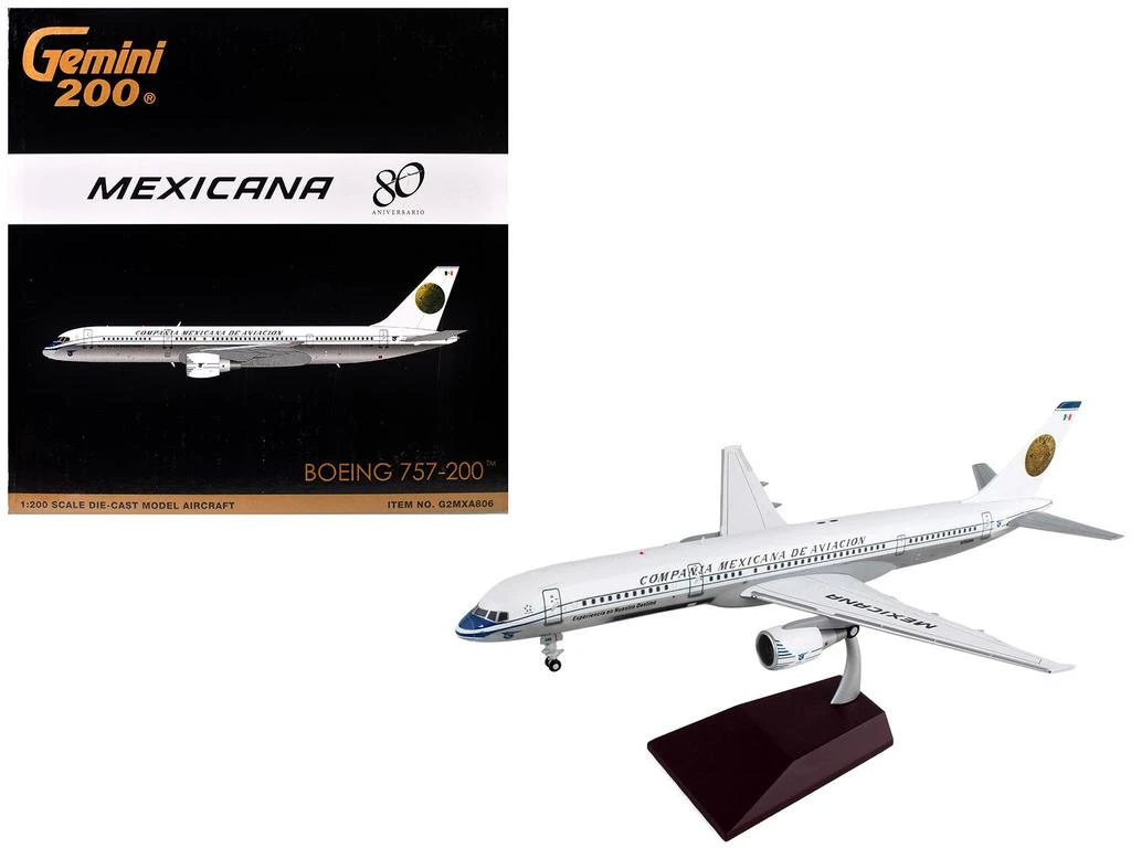 GeminiJets Boeing 757-200 Mexicana Retro Livery N380RM White Tail Graphics  1/200 Diecast Model Airplane