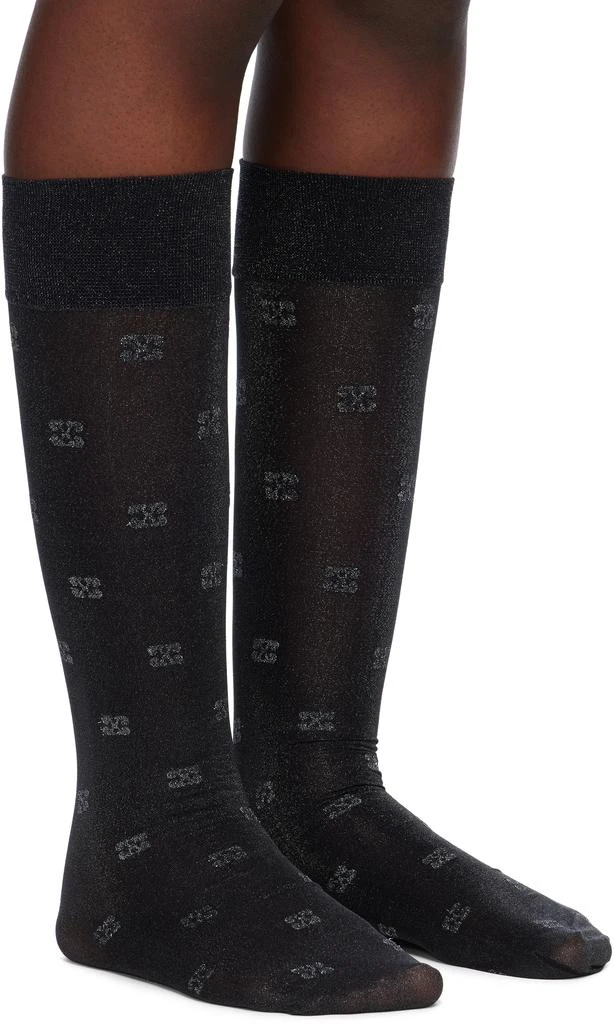 Ganni Black Glitter Butterfly Lace Socks 4