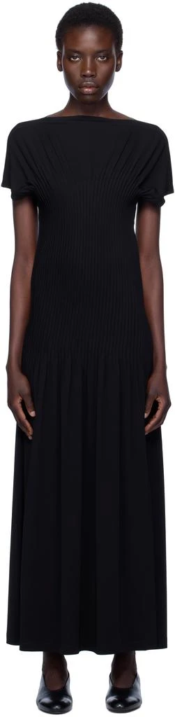 Totême Black Knife-Pleated Jersey Maxi Dress 1
