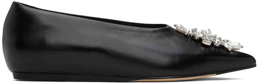 Simone Rocha Black Embellished Pointed Toe Ballerina Flats 1