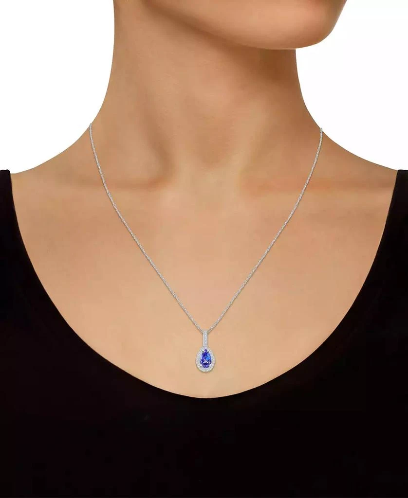 Macy's Tanzanite (7/8 Ct. t.w.) and Diamond (1/5 Ct. t.w.) Halo Pendant Necklace 2