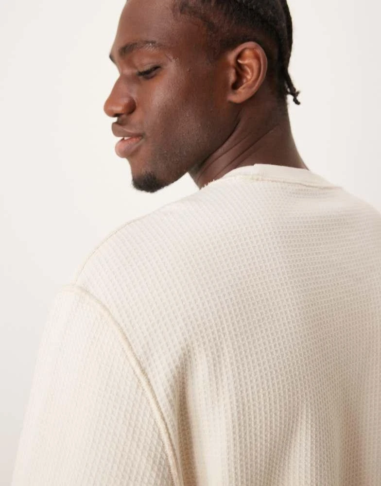 Abercrombie & Fitch Abercrombie & Fitch waffle crop long sleeve t-shirt in beige 2