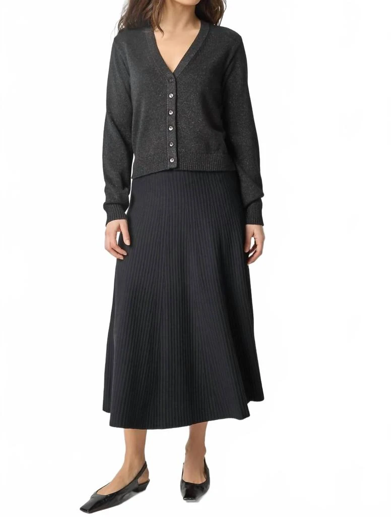 Lilla P V-Neck Sparkle Cardigan In Black