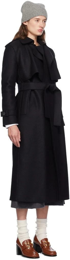 Harris Wharf London Black Pressed Wool Trench Coat 2