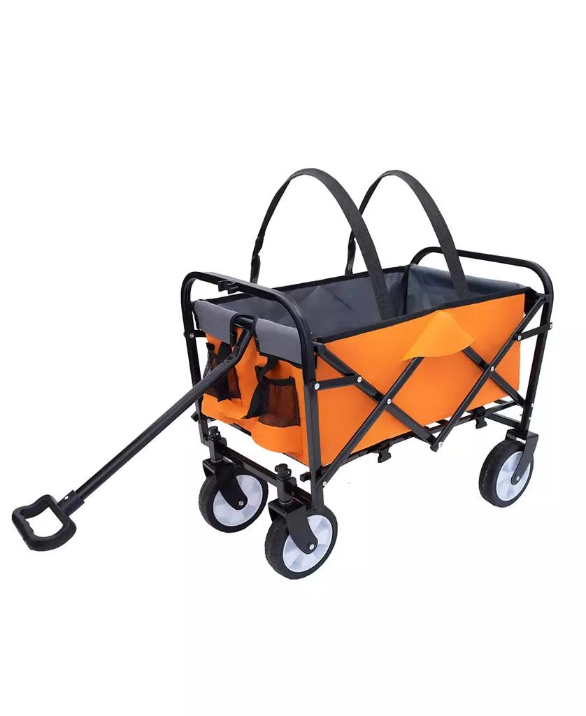 Streamdale Furniture Collapsible Wagon Cart with Straps - 225lb Capacity - Orange 2