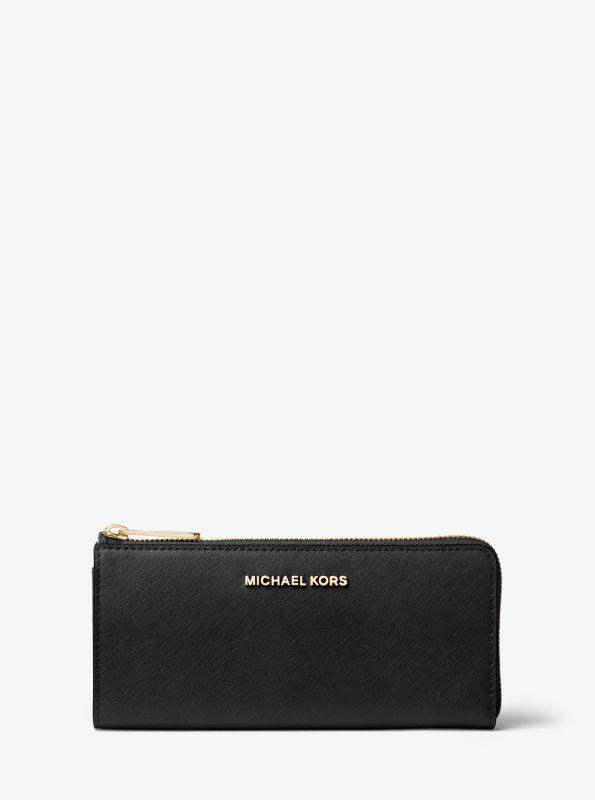 Michael Kors Jet Set Travel Large Saffiano Leather Quarter-Zip Wallet