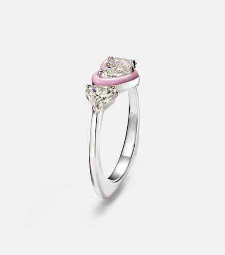 Kamyen 18kt white gold and enamel ring with diamonds 4
