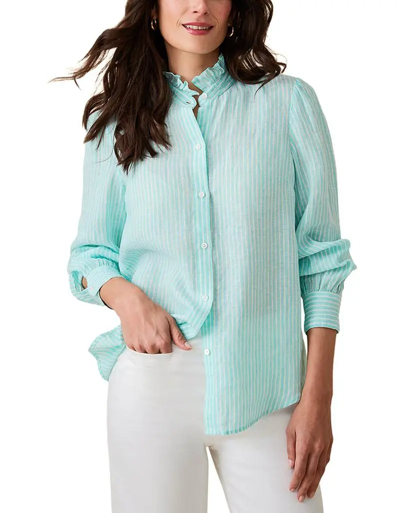 J.McLaughlin Julian Stripe Linen Blouse 3