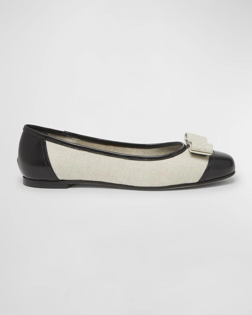 Salvatore Ferragamo Varina Linen Bow Ballerina Flats 1