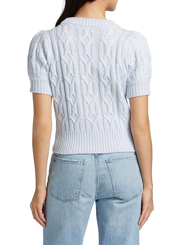Design History Faux Pearl Cable-Knit Short-Sleeve Sweater 5