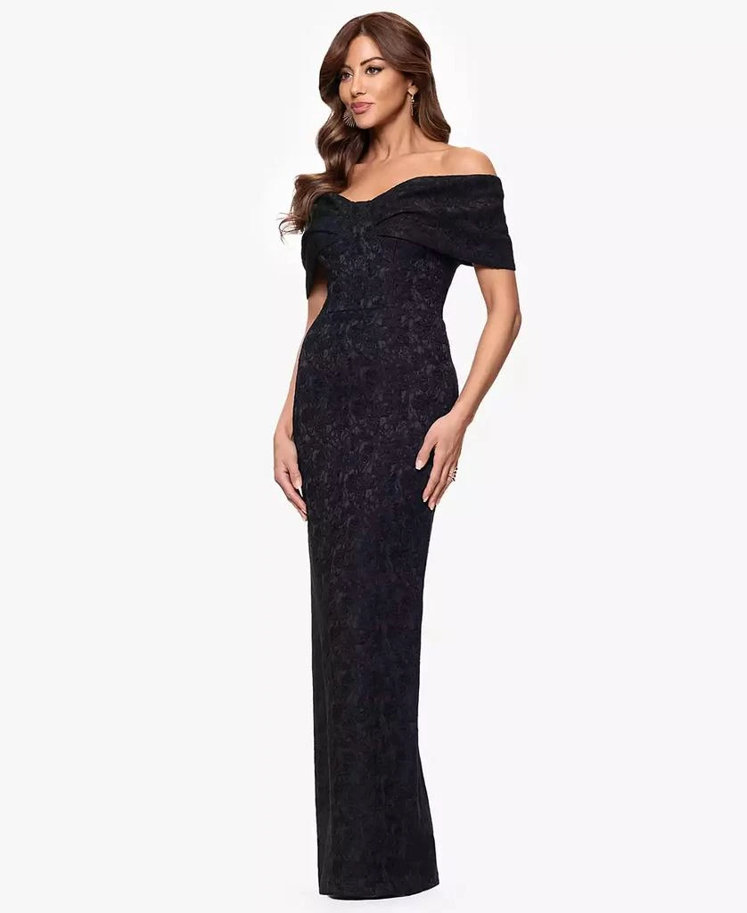 Betsy & Adam Petites Jacquard Knit Off-The-Shoulder Long Dress 4
