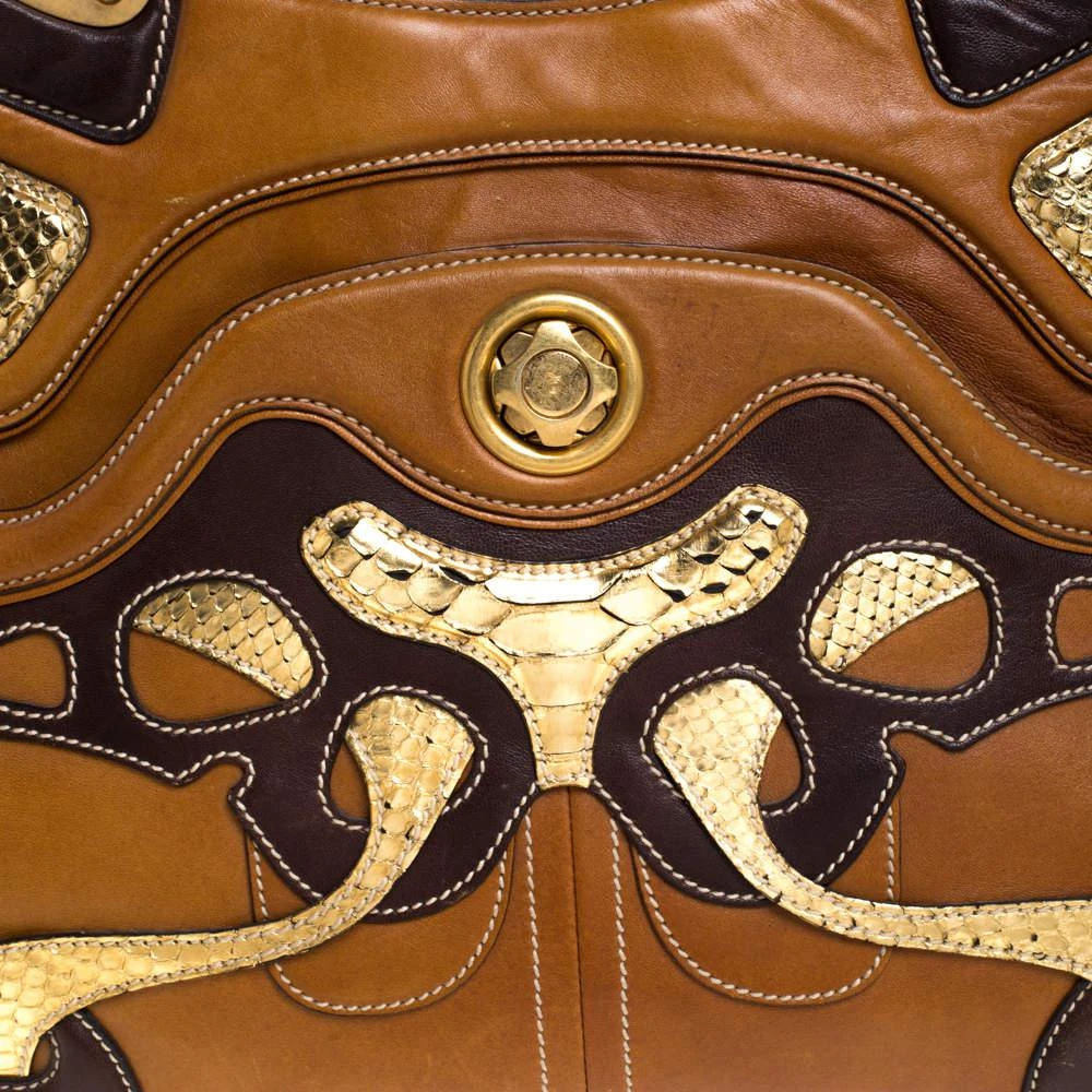 Alexander McQueen Alexander McQueen Paisley Leather and Snakeskin Hinge Turn Lock Satchel 5