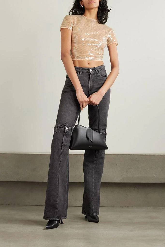 Mugler Cropped sequined stretch-tulle top 2