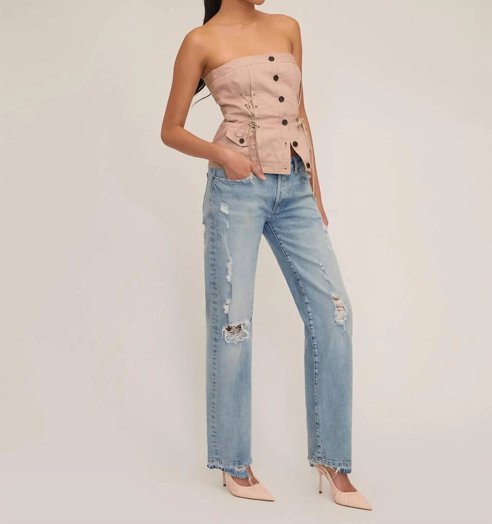 MARISSA WEBB Oakley Canvas Lace Up Corset In Sandshell 4