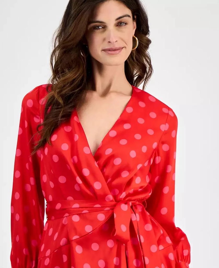 Anne Klein Women's Half-Wrap Polka-Dot A-Line Dress 2