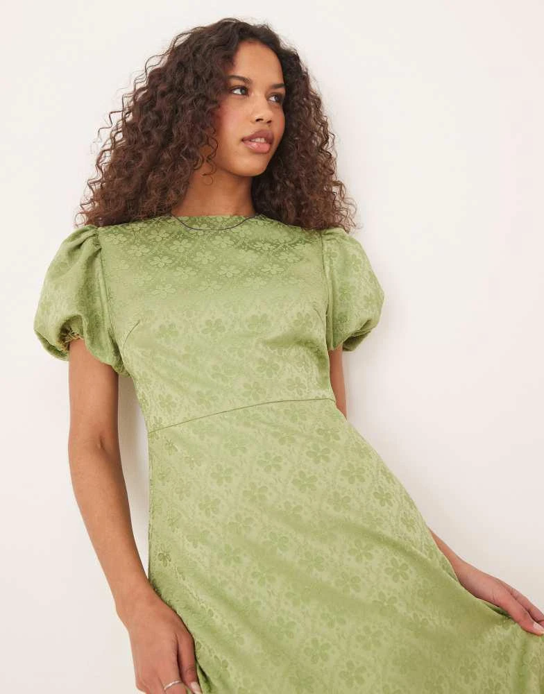 slim fit dress slacks Abbey Maxi Jacquard Dress Flora, Lime & Pink / XS main image 0