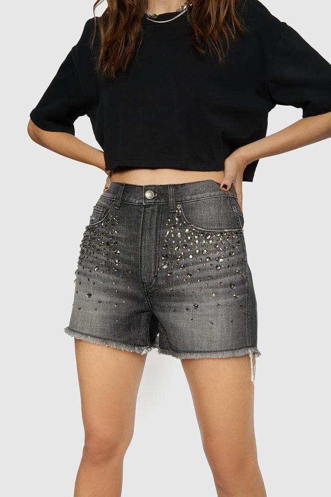 Rebecca Minkoff Crystal Embellished Denim Shorts