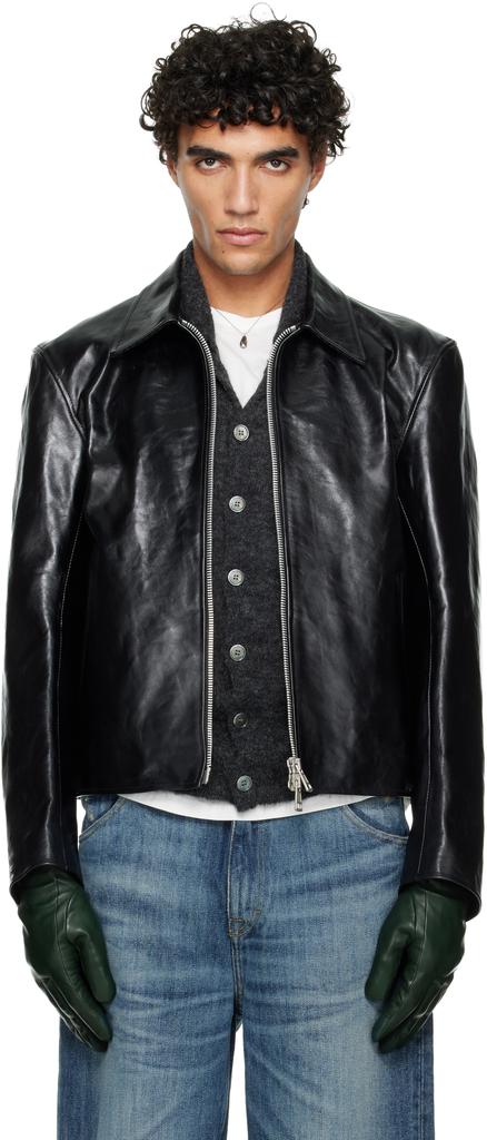 Our Legacy Black Mini Leather Jacket - Jackets - Free Shipping