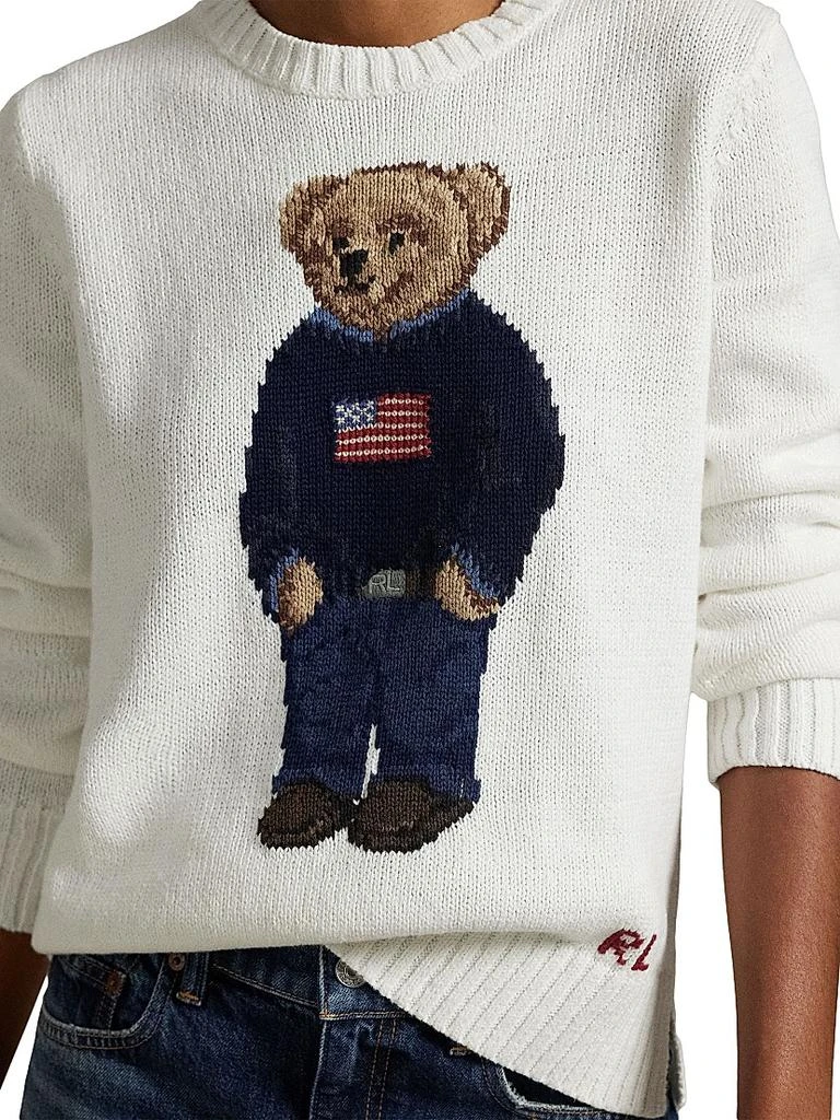 Ralph Lauren Cotton-Linen Crewneck Bear Sweater 5