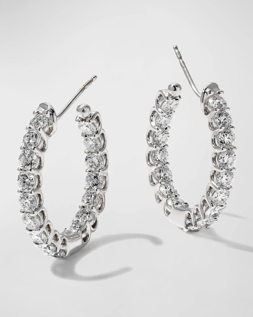 Memoire 18k White Gold Diamond U-Basket Hoop Earrings, 3.19tcw 1
