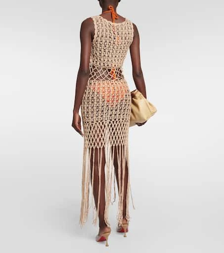 ANNA KOSTUROVA Fringe-trimmed crochet midi dress 3