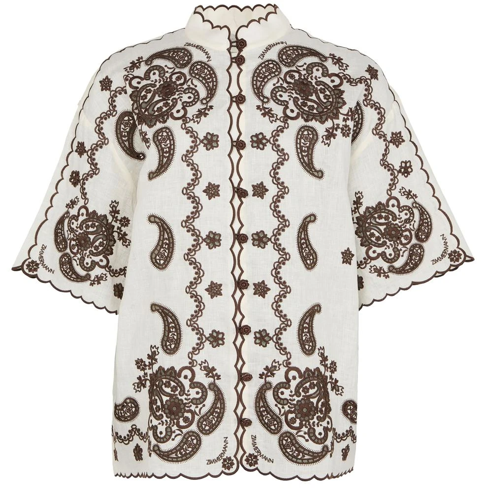 Zimmermann Ascension embroidered short sleeves shirt 2